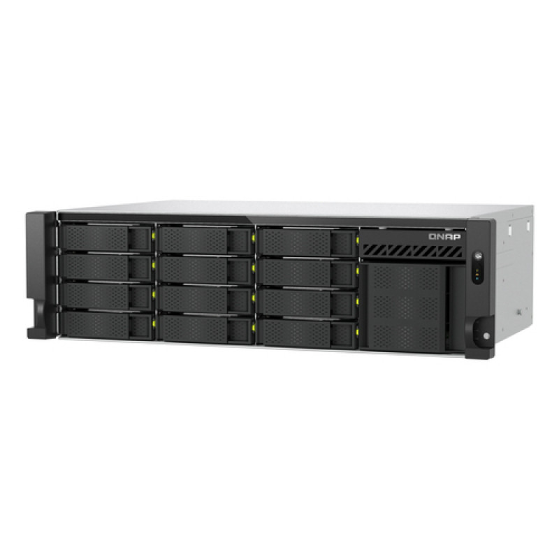 QNAP TS-h1655XeU-RP-8G NAS serveris statīvam, 16 nodalījumi, neliels dziļums, 8 GB RAM, 2x 10GbE, dublēts barošanas bloks
