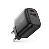 Melns Tech-Protect NCA20 lādētājs rozetei ar USB-A / USB-C pieslēgvietām, PD 20W / QC3.0