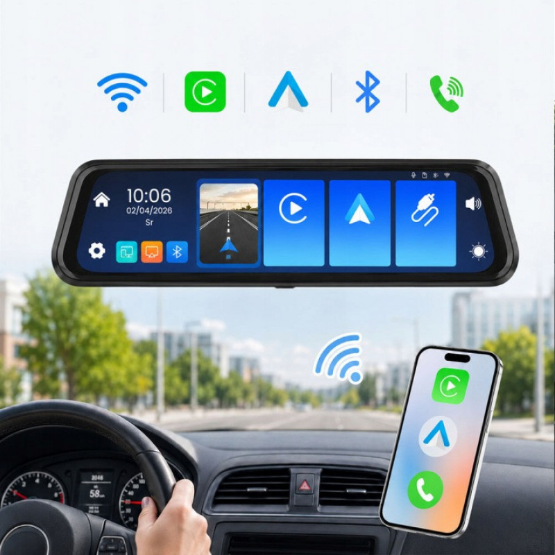 ORLLO Autoplay PRO 4K auto kamera priekšai un aizmugurei, ar GPS un Wi-Fi