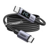 Ugreen L530 melns USB-C–USB-C kabelis, 2 m, PD 240 W, 480 Mbps, ar displeju