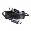 Ugreen L530 melns USB-C–USB-C kabelis, 2 m, PD 240 W, 480 Mbps, ar displeju