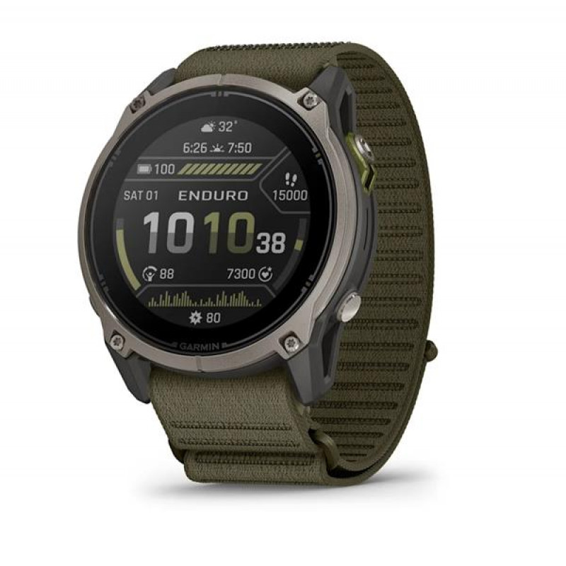 Garmin Enduro 4 GPS viedpulkstenis, tumši olīvu ComfortFit auduma siksniņa (010-04799-01)
