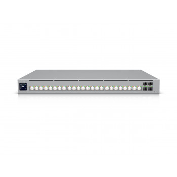 Ubiquiti UniFi tīkla slēdzis 32x 2.5G RJ45 / 16x 10G RJ45 / 4x SFP28, ar pārvaldību, 19″ statīvam, 1.3″ skārienjūtīgs ekrāns