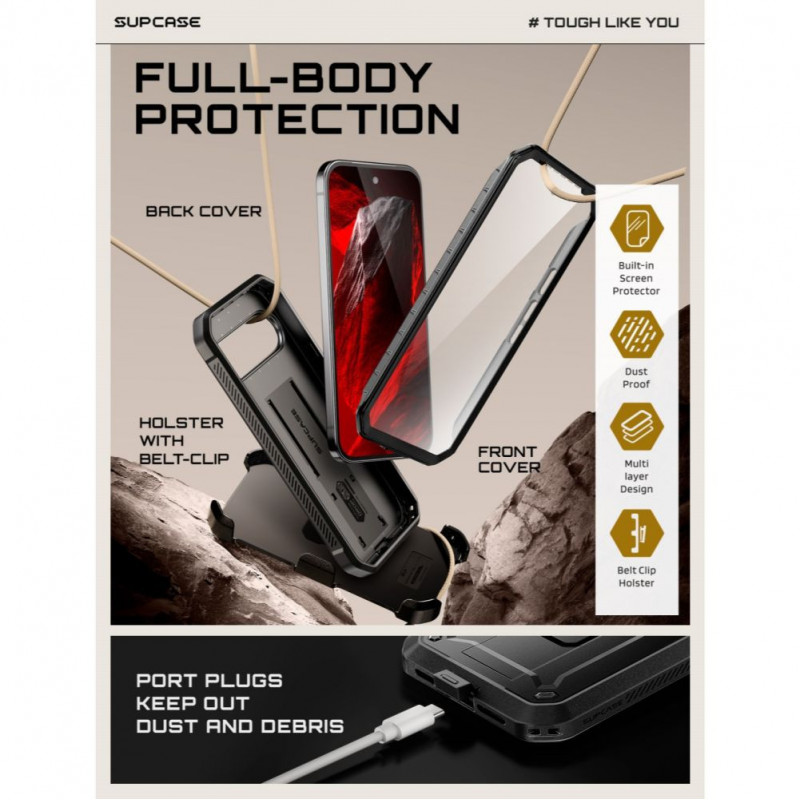 Supcase Unicorn Beetle Pro maciņš Google Pixel 11 Pro, melns
