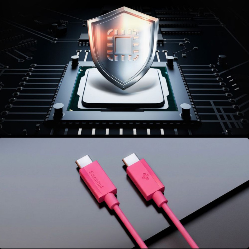 Spigen EB6010CC Essential USB-C–USB-C kabelis 60 W 100 cm, rozā