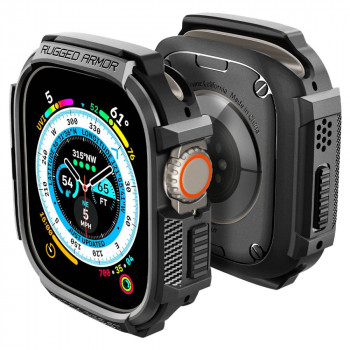 Spigen Rugged Armor aizsargapvalks Apple Watch Ultra 49 mm, matēti melns (ACS05456)