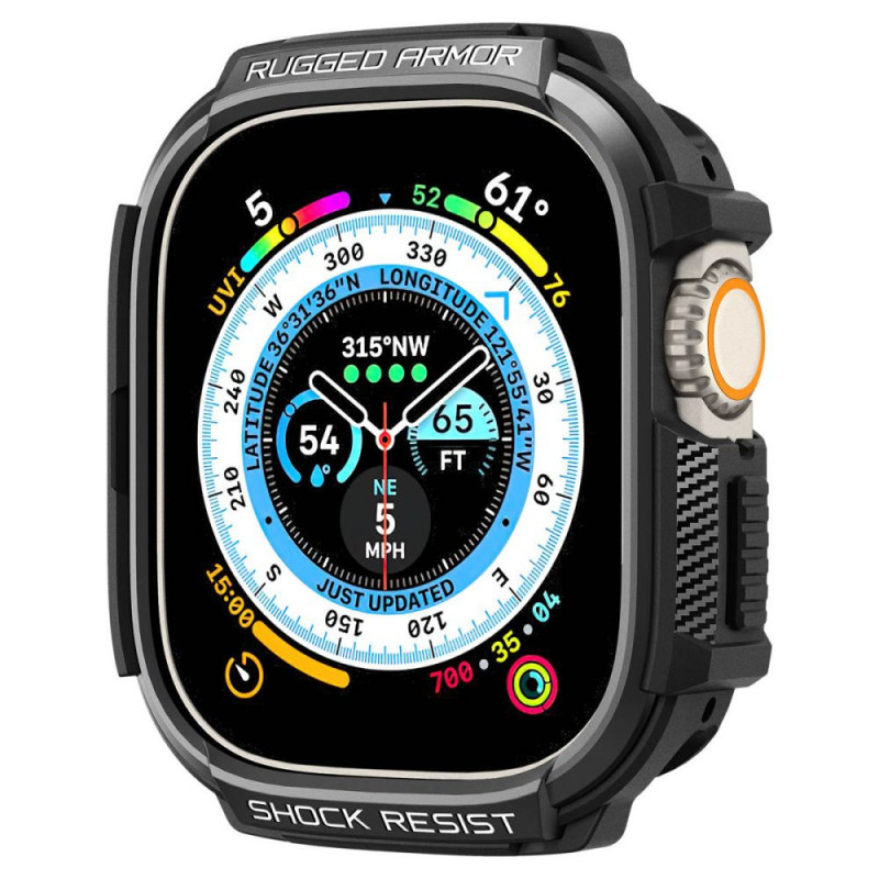 Spigen Rugged Armor aizsargapvalks Apple Watch Ultra 49 mm, matēti melns (ACS05456)