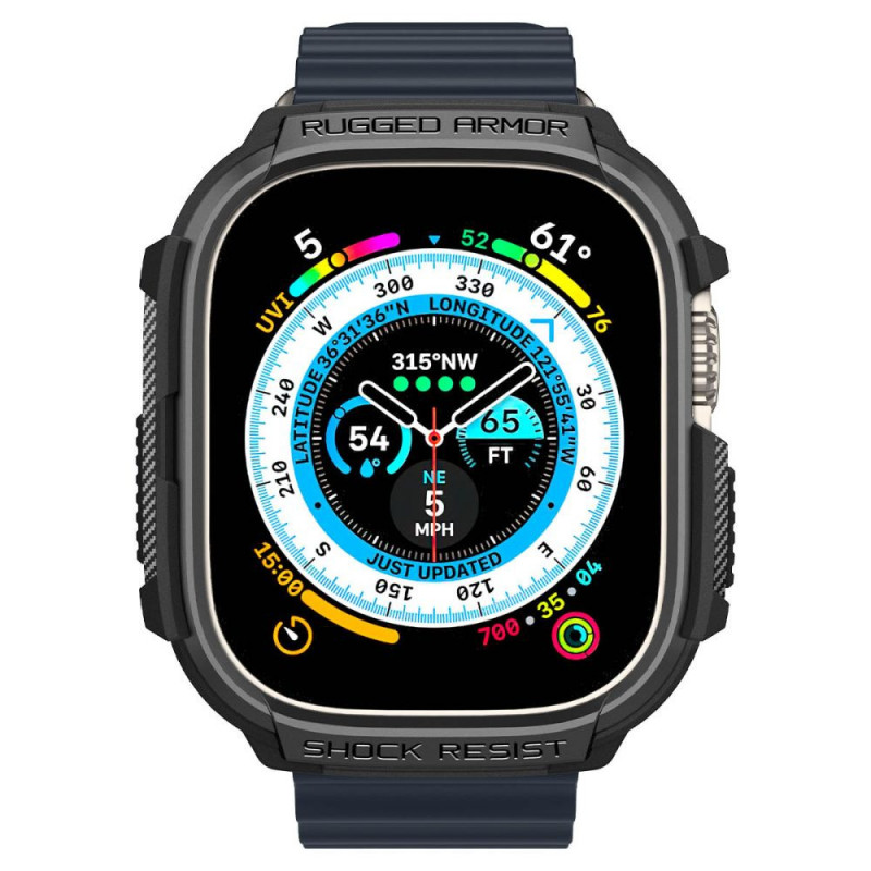 Spigen Rugged Armor aizsargapvalks Apple Watch Ultra 49 mm, matēti melns (ACS05456)