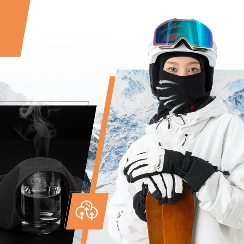 Qunature 13230023010 slēpošanas balaklava velosipēdam un motociklam, M izmērs, melna