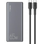 USAMS PB59 US-CD165 pārnēsājamais akumulators 30000 mAh, 65 W, 2x QC3.0 + PD, melns, ar USB-C uz USB-C kabeli