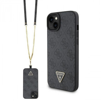 Guess GUHCP15MP4TDSCPK Apple iPhone 15 Plus / 14 Plus cietais futrālis, Crossbody 4G Metal Logo, melns