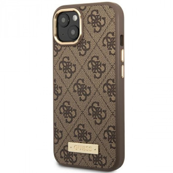 Guess GUHMP14MU4GPRW Apple iPhone 14 Plus / 15 Plus brūns cietais maciņš, 4G Logo Plate, MagSafe