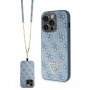 Guess GUHCP14XP4TDSCPB Apple iPhone 14 Pro Max zils cietais futrālis, Crossbody 4G Metal Logo
