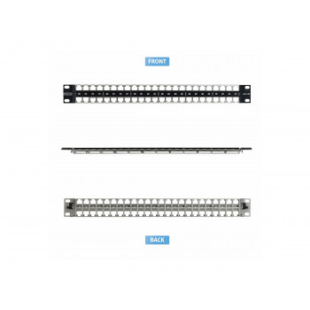 StarTech.com C6PANELSTP481U 48 portu 1U tukšs keystone komutācijas panelis, CAT6A, 48,3 cm (19 collas), melns