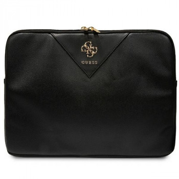Guess GUCS16ZPGSTEGK ZIP Leather Triangle 4G portatīvā datora futrālis 16", melns