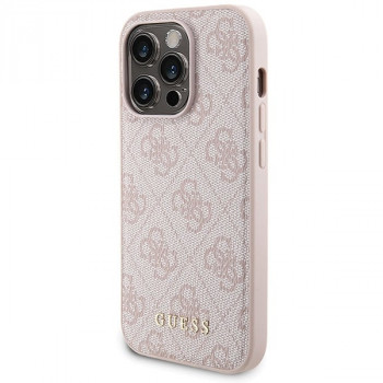 Guess GUBPM5P15X4GEMGP Apple iPhone 15 Pro Max cietais vāciņš + 5000 mAh MagSafe powerbank komplekts, 4G Metal Logo, rozā
