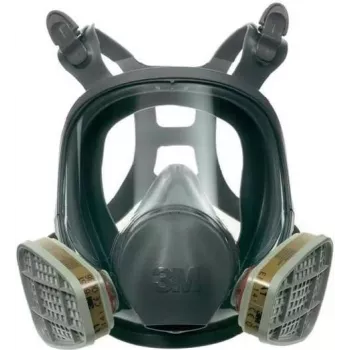 3M 6800 pilnas sejas daudzkārt lietojams respirators, M izmērs, silikons, polikarbonāta lēca, bajonetes filtra savienojums, pelēks/melns