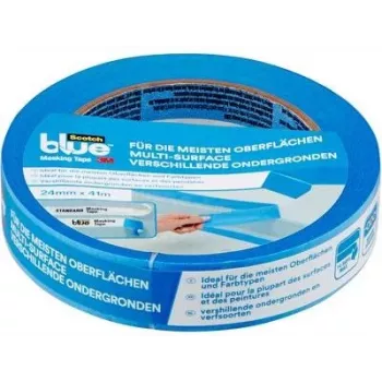3M ScotchBlue Original daudzviršu krāsotāja līmlente 2090, 24 mm x 41 m, zila, 14 dienu tīra noņemšana, iekštelpu/āra 2090DABE24