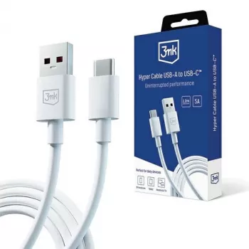 3MK Hyper Cable USB-A to USB-C 5A 60W 1,2m White