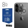 3MK Lens Pro Full Cover rūdīta stikla kameras lēcu aizsargs iPhone 14 Pro / 14 Pro Max ar alumīnija rāmi un montāžas rāmi (1 gab., melns)