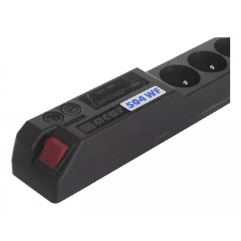 ACAR 504WF EMI/RFI pārsprieguma aizsardzības pagarinātājs, 5 Schuko kontaktligzdas, 3 m kabelis, melns