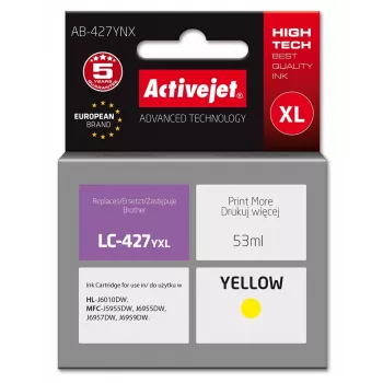 Activejet AB-427YNX Brother Printer Kasetne, Aizstāj Brother LC-427YXL, Supreme, 53 ml, Dzeltena