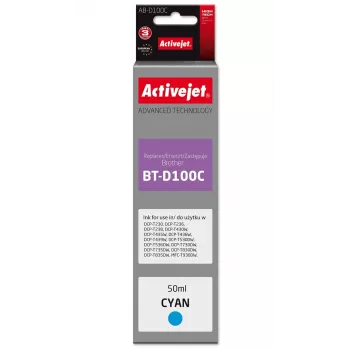 Activejet AB-D100C Ciāna saderīga tintes kasetne Brother printeriem, Brother BT-D100C aizstājēja, Supreme sērija, 50 ml