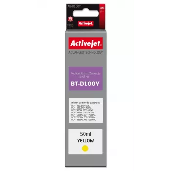 Activejet AB-D100Y dzeltenā tintes kasetne Brother printeriem, Brother BT-D100Y aizstājēja, Supreme sērija, 50 ml