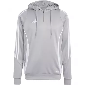 adidas Tiro 24 Training Hooded Sweatshirt vīriešiem, vidēji pelēks heather/melns, slim fit, AEROREADY, pārstrādāts poliesters