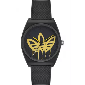 Adidas sieviešu pulkstenis AOST22038 38mm nerūsējošā tērauda korpuss, melna silikona siksniņa, analogais kvarcs