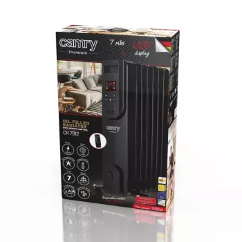 Adler CR 7812 eļļas radiators ar tālvadības pulti, 7 sekcijas, 1500 W, melns