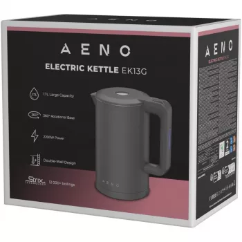 AENO Elektriskā tējkanna AEK0013G, Pelēka, 1.7L, 1850-2200W, Strix kontrolleris