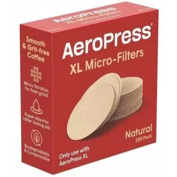 AeroPress XL Paper Micro-Filtri, 200 gab., 63.5 mm apaļi diski Original, Go un Clear kafijas pagatavotājiem