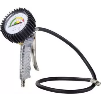Aerotec analogais riepu piepūtējs ar manometru, 10 bar / 145 PSI, gumijas aizsargāts manometrs, 40 cm šļūtene, ātrsavienojums 2005759
