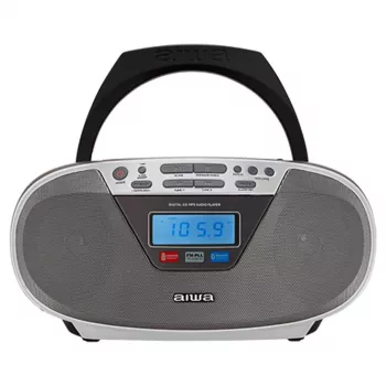 Aiwa BBTU-400SL pārnēsājamā stereo sistēma CD/FM RDS/USB/Bluetooth sudraba MP3 atskaņošana