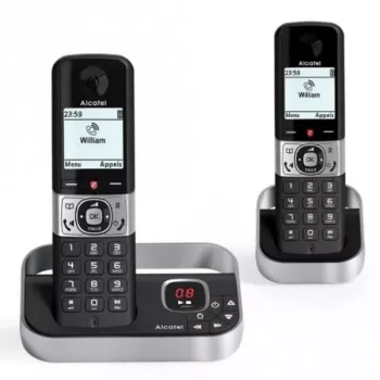 ALCATEL 8517110010 DECT bezvadu telefons ar 2 klausulēm, melns