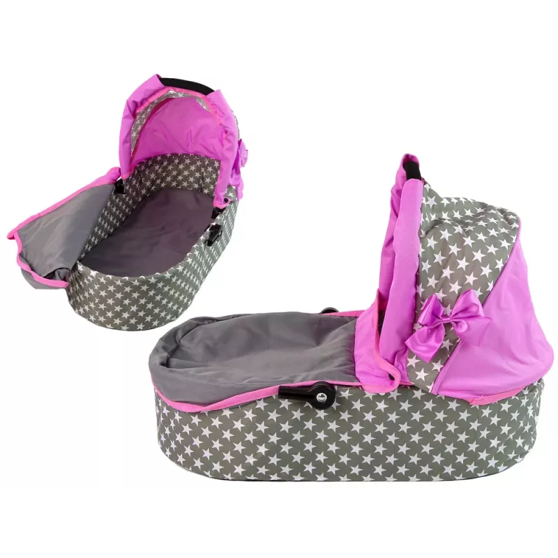 ALICE Baby Doll Stroller 2-in-1 Carrycot Bag Pink Stars