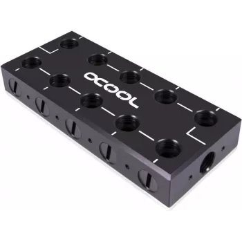 Alphacool ES Distro Plate Parallel C5 (13024), 22x G1/4, melna