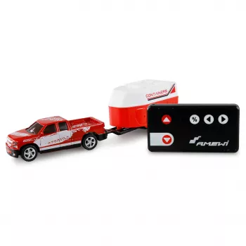 AMEWI RC Pickup Die Cast ar zirgu piekabi 1:64 RTR sarkans (22681)