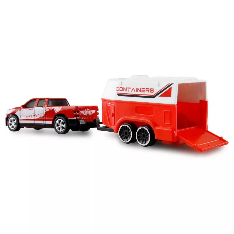AMEWI RC Pickup Die Cast ar zirgu piekabi 1:64 RTR sarkans (22681)