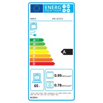 Amica EHC12713E Iebūvējamā krāsns komplekts ar keramikas virmu, 65 litri, 8 funkcijas, energoklase A, nerūsējošais tērauds