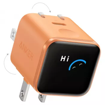 Anker Nano Charger 45W GaN USB-C Lādētājs ar ActiveShield 5.0, Skārienjutīgu Sensoru, SmartDisplay, iPhone Atpazīšanu, Oranžs