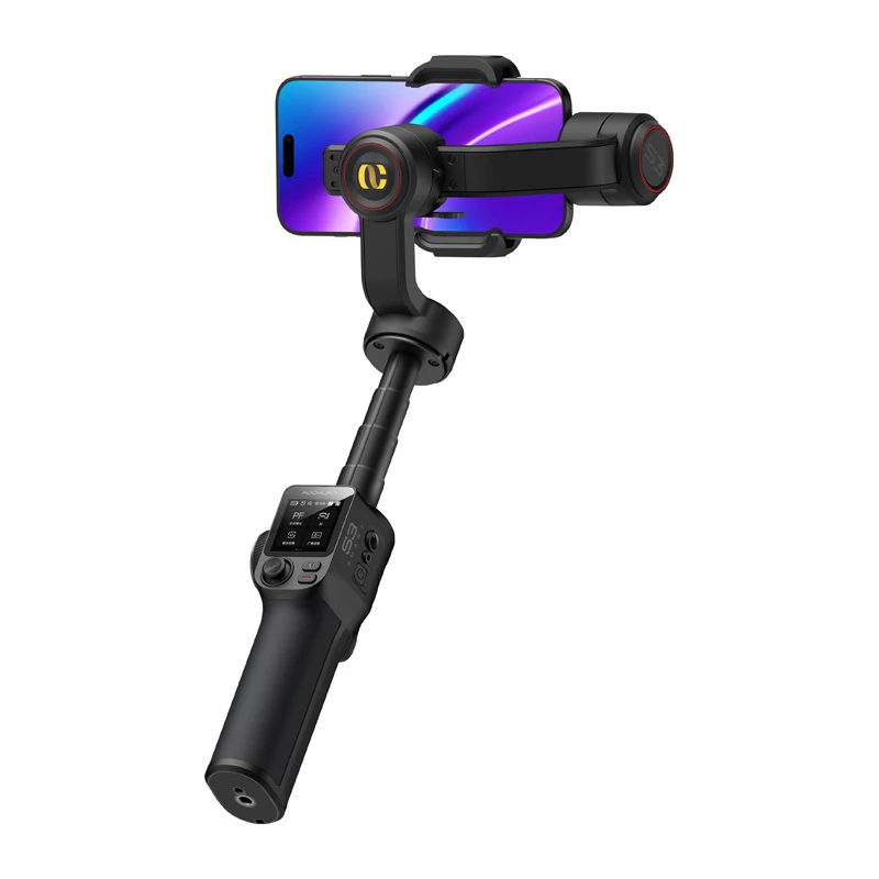 AOCHUAN S3 viedtālruņa gimbals ar AI izsekošanu, LED skārienekrānu, gaismu un powerbank