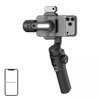 AOCHUAN S3 viedtālruņa gimbals ar AI izsekošanu, LED skārienekrānu, gaismu un powerbank