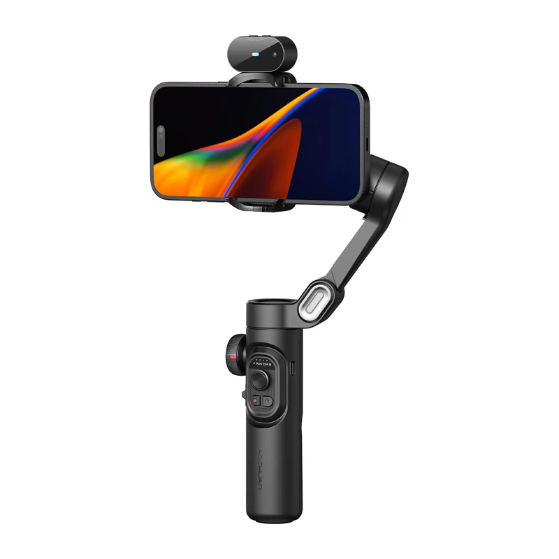 AOCHUAN Smart XE 3-Assu Gimbal Stabilizer ar AI izsekošanu un žestu vadību viedtālrunim, Melns