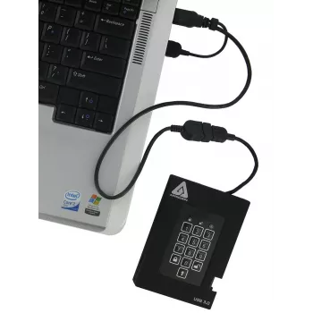 Apricorn Aegis Padlock Fortress A25-3PL256-500F ārējais cietais disks 500GB - USB 3.2 Gen 1 - AES 256 bitu aparatūras šifrēšana - Melns