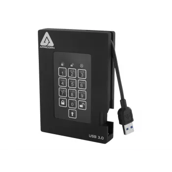 Apricorn Aegis Padlock Fortress A25-3PL256-500F ārējais cietais disks 500GB - USB 3.2 Gen 1 - AES 256 bitu aparatūras šifrēšana - Melns
