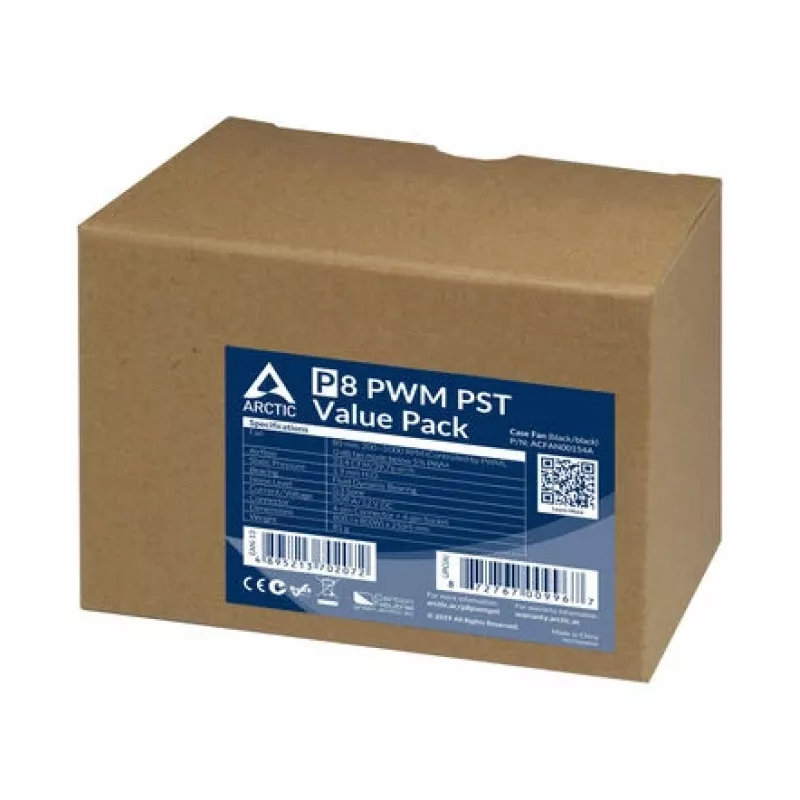 ARCTIC P8 PWM PST 80 mm ventilators 5 gab. - melns/balts