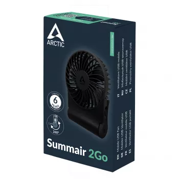 Arctic Summair 2Go uzlādējamais galda ventilators - 10 cm (melns)