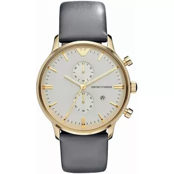 ARMANI AR0386 Vīriešu Klasisks Kvarca Pulkstenis 40mm Sudraba Ciparnīca Brūna Ādas Siksniņa